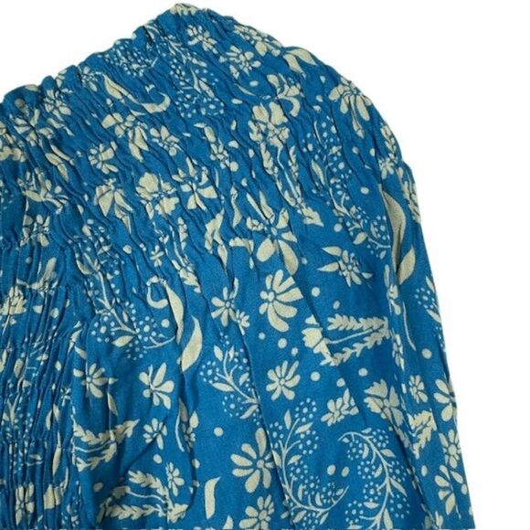 NEW! Cool Change Stevie Dress Meadow Print Cobalt Vanilla Ruched Size Small - Picture 2 of 11